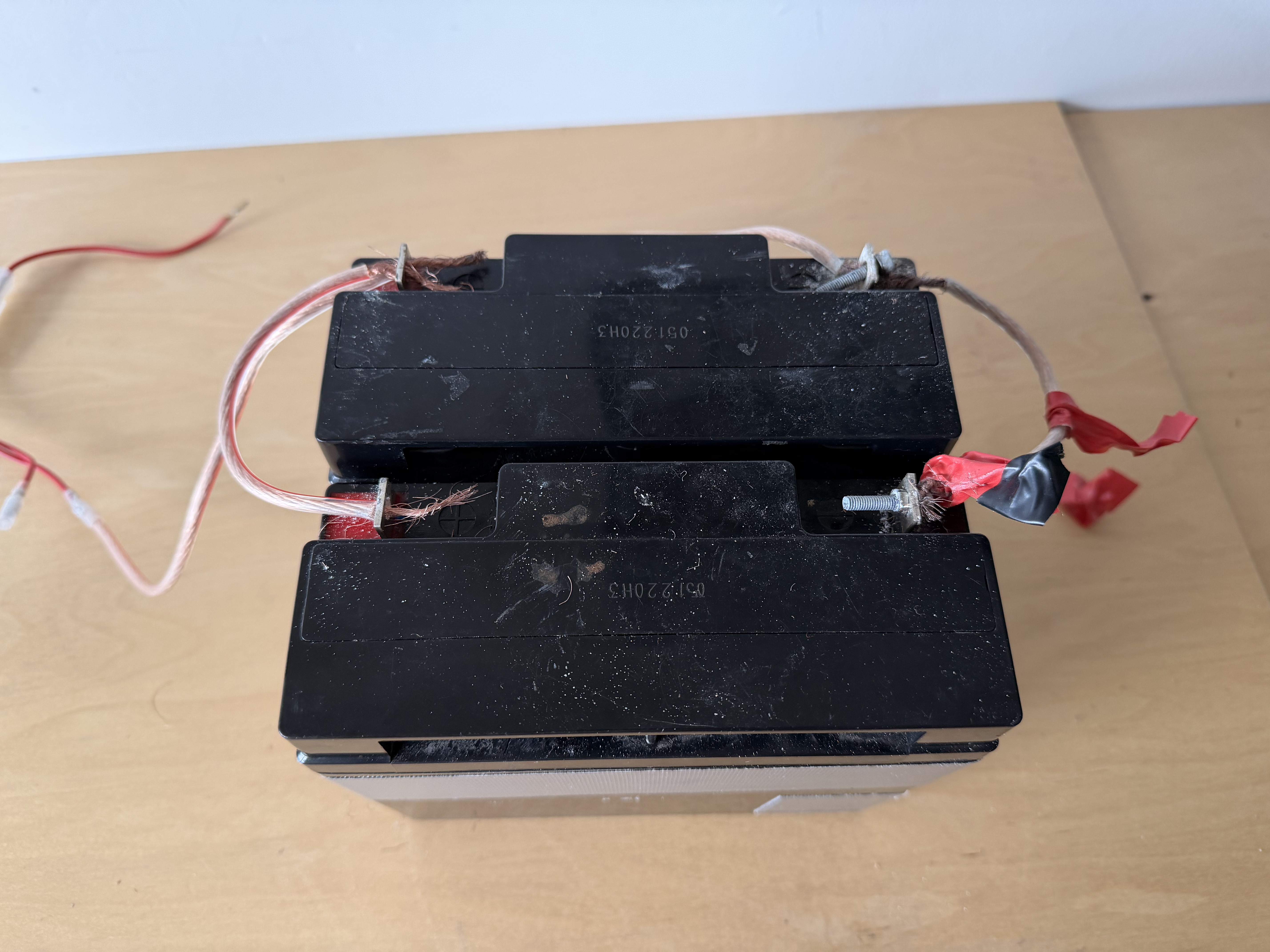 Photo showing the two batteries connected in parallel.